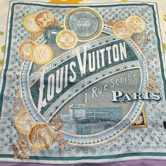 Louis Vuitton Vintage Monogram Blue Silk Scarf - Picture 2 of 5